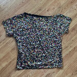 Vintage Style-Sequin Multicolor Women's Top